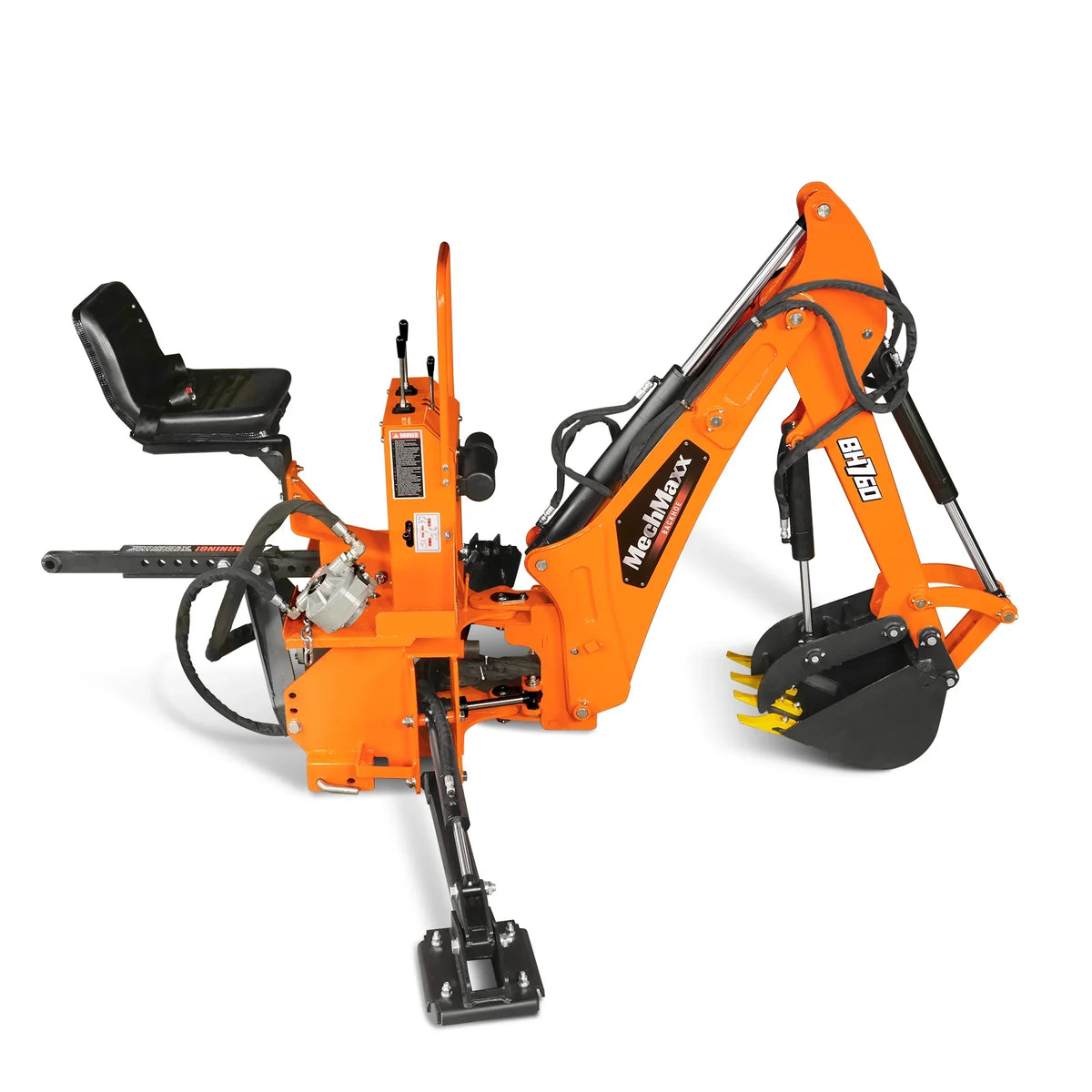 8' Tractor Backhoe Attachment with Hydraulic Thumb, 15" Bucket, ISO/SAE Switchable Controls, Self-Contained Hydraulic System, 3 Point Hitch Cat.1 & 2, 20-100 HP, BH760H