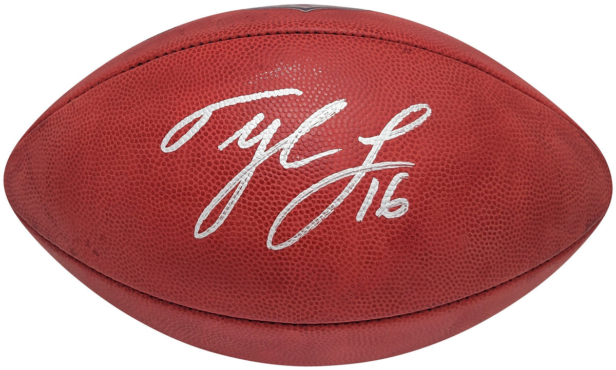 Tyler Lockett Autographed Official NFL Leather Colored Shield Football Seattle Seahawks MCS Holo Stock #209206