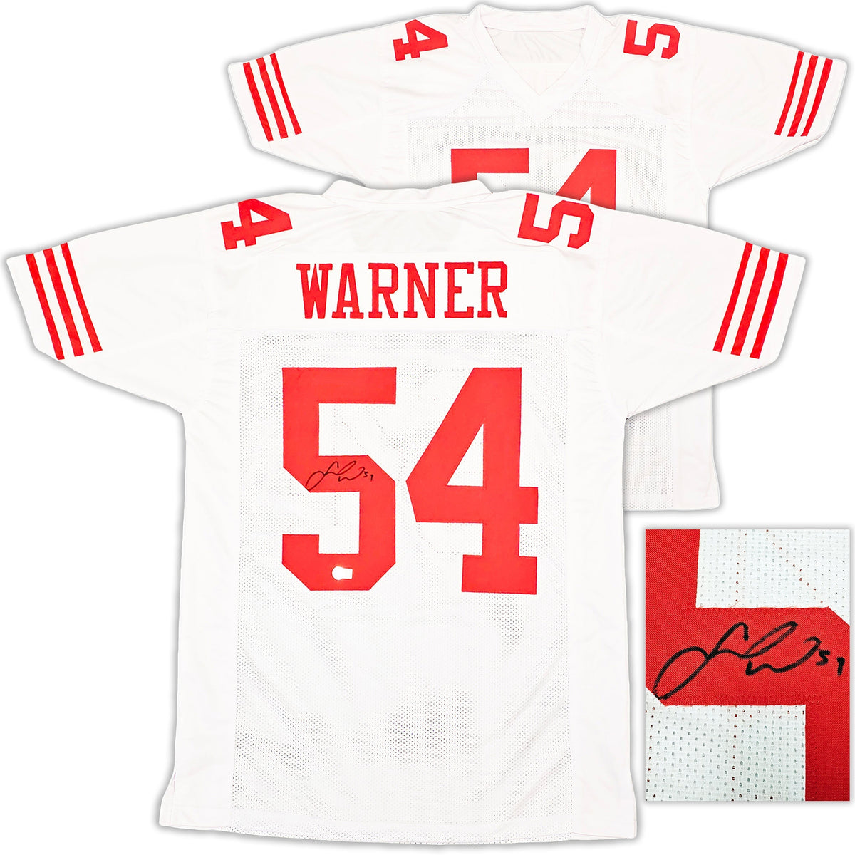 San Francisco 49ers Fred Warner Autographed White Jersey Beckett BAS Witness Stock #221072