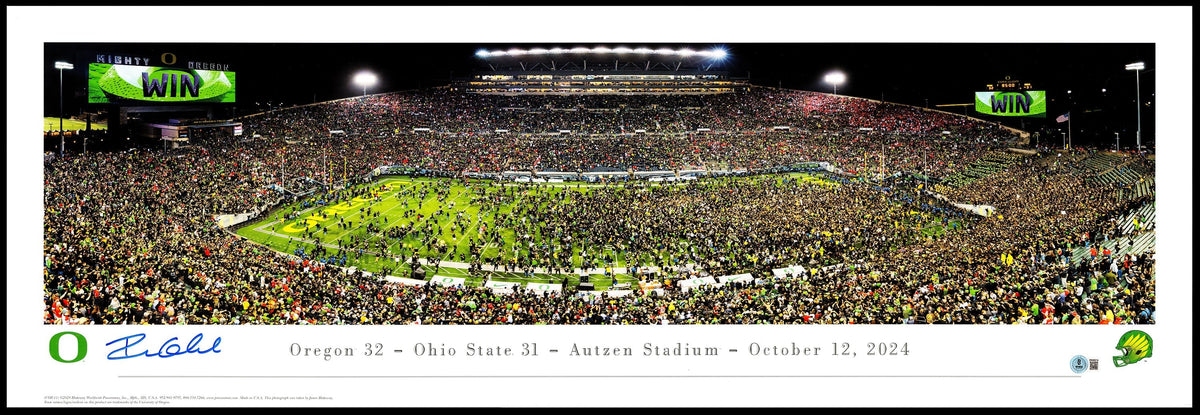 Dillon Gabriel Autographed 13.5x40 Panoramic Photo Oregon Ducks Win vs. Ohio State Beckett BAS Witness