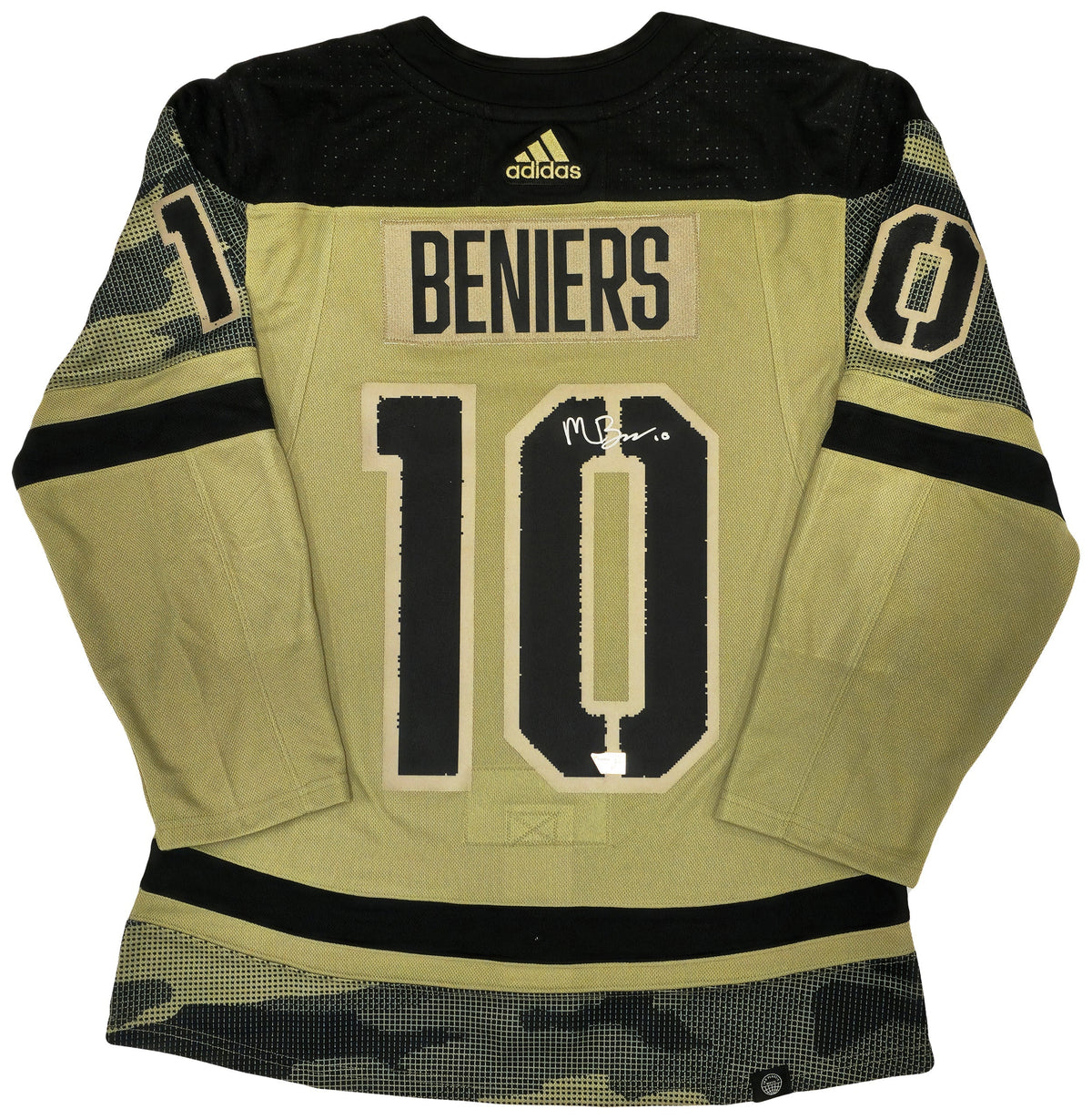 Seattle Kraken Matty Beniers Autographed Camo Salute Adidas Authentic Jersey Size 44 Fanatics Holo