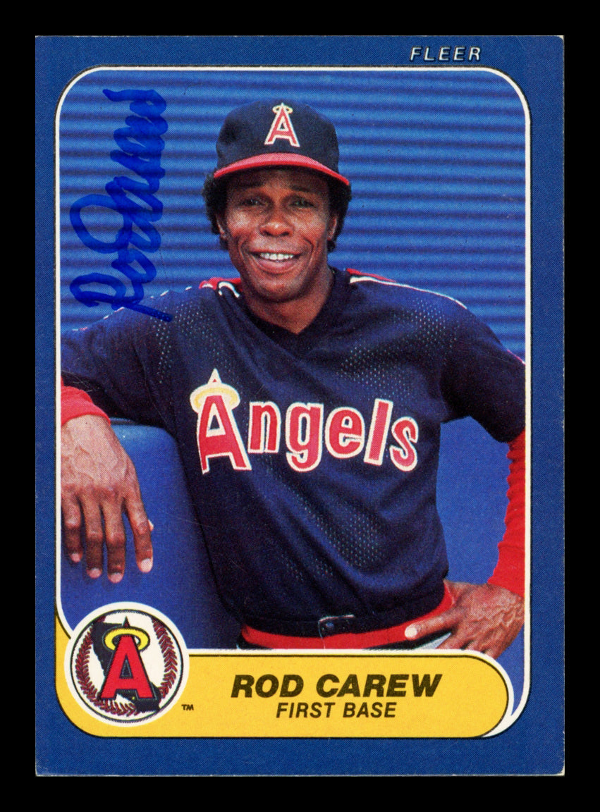 Rod Carew Autographed 1986 Fleer Card #151 California Angels Stock #211311