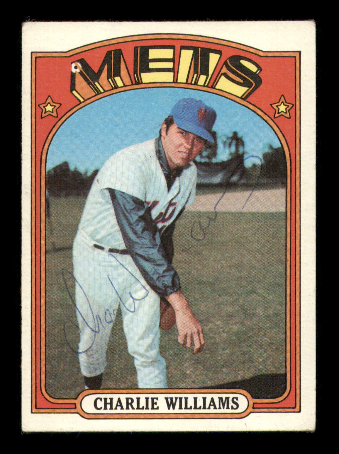 Charlie Williams Autographed 1972 Topps Card #388 New York Mets