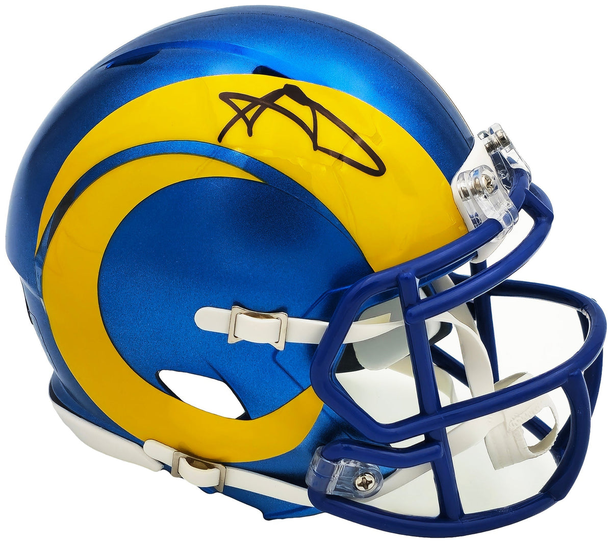 Aaron Donald Autographed Los Angeles Rams Blue Speed Mini Helmet Beckett BAS Witness