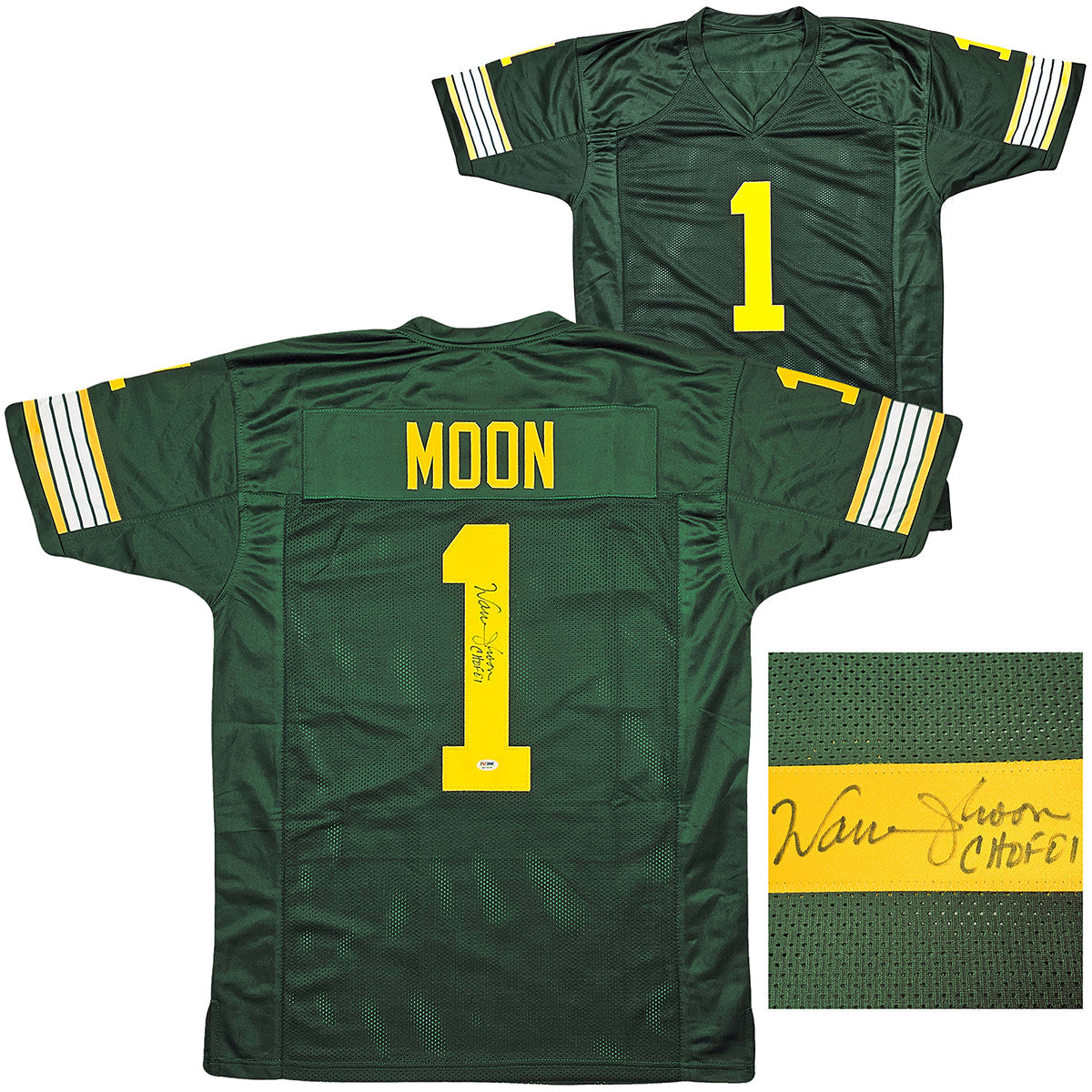 Edmonton Eskimos Warren Moon Autographed Green Jersey "CHOF '01" PSA/DNA Stock #212665