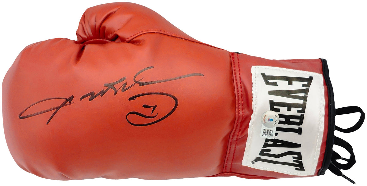 Sugar Ray Leonard Autographed Red Everlast Left Handed LH Boxing Glove Beckett BAS Witness