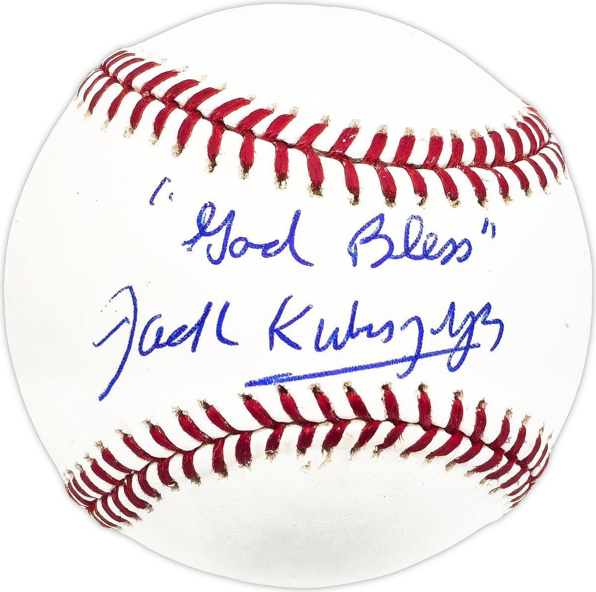 Jack Kubiszyn Autographed Official MLB Baseball Cleveland Indians "God Bless" Beckett BAS QR #BM25973