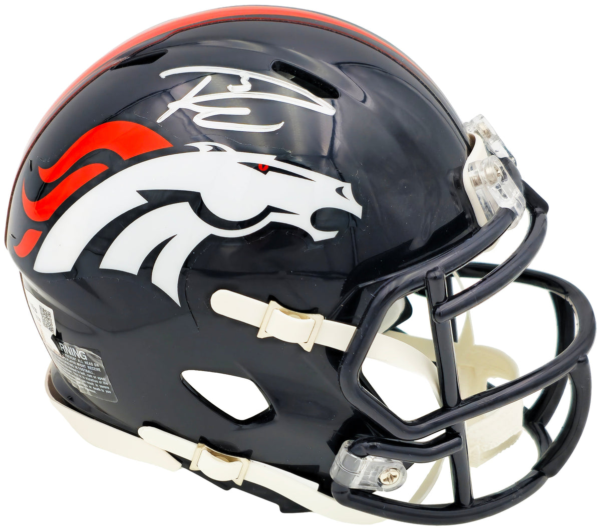 Russell Wilson Autographed Denver Broncos Blue Speed Mini Helmet Fanatics Holo
