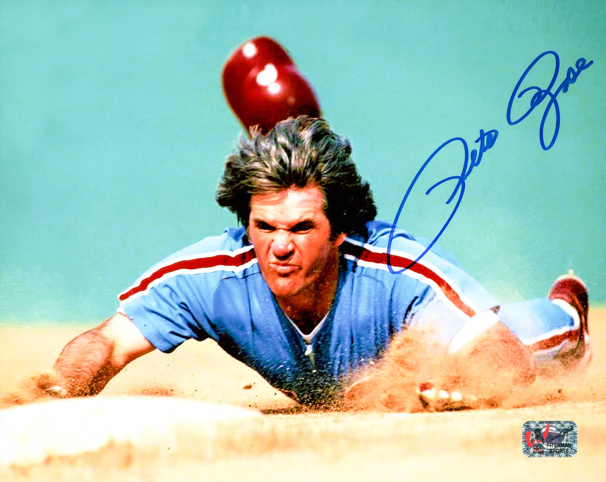Pete Rose Autographed 8x10 Photo Philadelphia Phillies Headfirst Dive PR Holo