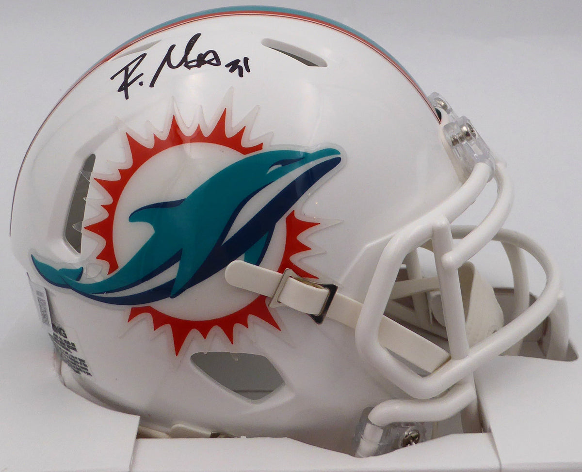 Raheem Mosert Autographed White Speed Mini Helmet Miami Dolphins Beckett BAS QR #1W038670