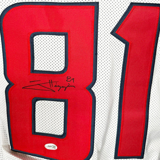 Jayden Higgins Signed Houston White Football Jersey (JSA)