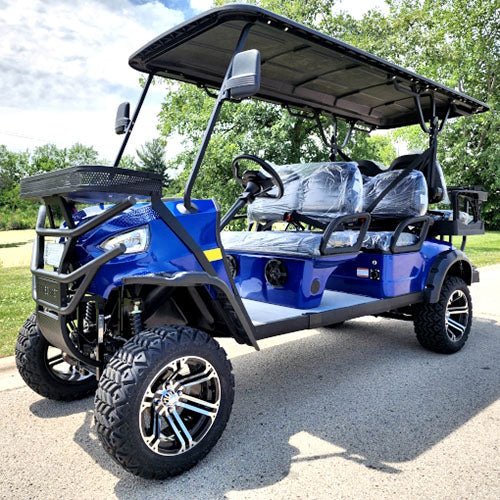 48V Electric Golf Cart 6 Seater Lifted Renegade+ Edition Utility Golf UTV Compare To Coleman Kandi 6p – Blue