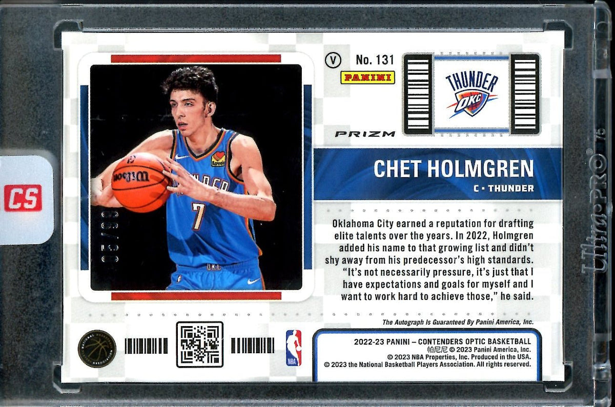 2022/23 Panini Contenders Optic Chet Holmgren Rookie Ticket Auto Variation Red /99 Thunder