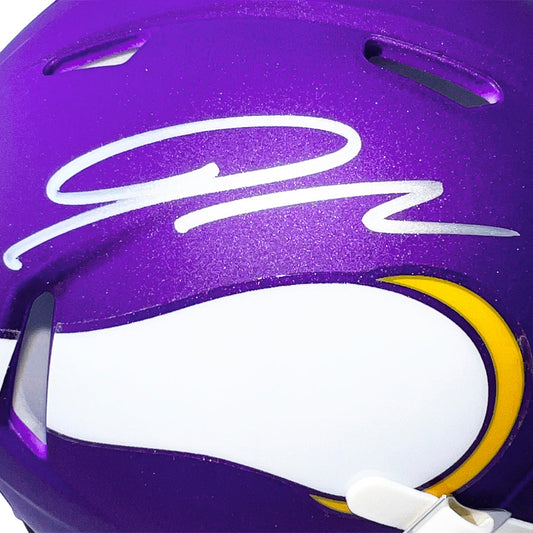 Jordan Addison Signed Minnesota Vikings Tribute Speed Mini Football Helmet (JSA)