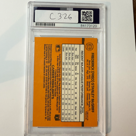 Fred McGriff Signed 1989 Donruss #BC-109 PSA Auto Authentic