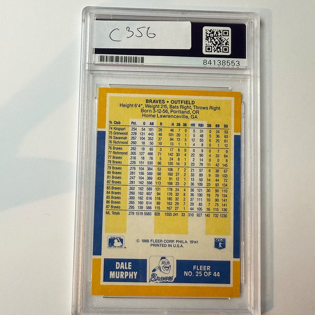 Dale Murphy Signed 1988 Fleer MVP #25 PSA Auto Authentic