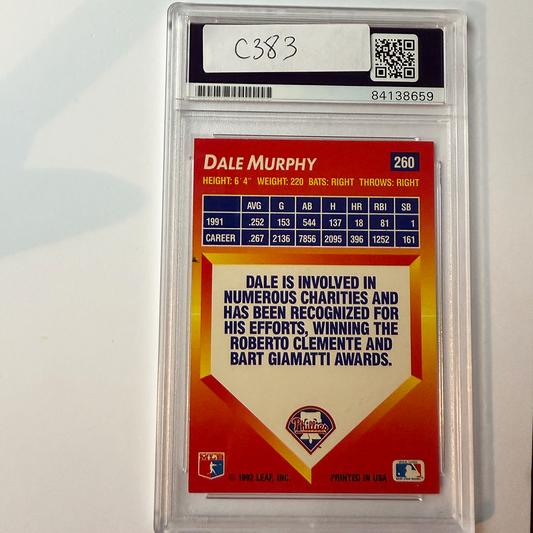 Dale Murphy Signed 1992 Donruss Triple Play #260 PSA Auto Authentic