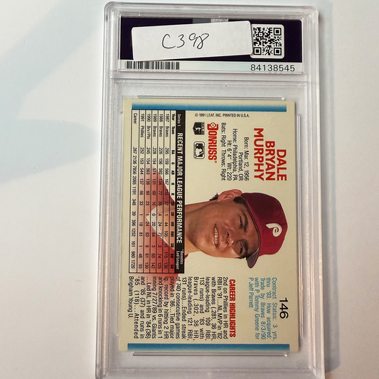 Dale Murphy Signed 1992 Donruss #146 PSA Auto Authentic
