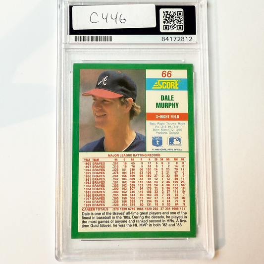 Dale Murphy Signed 1990 Score #66 w/2 inscriptions PSA Auto Authentic