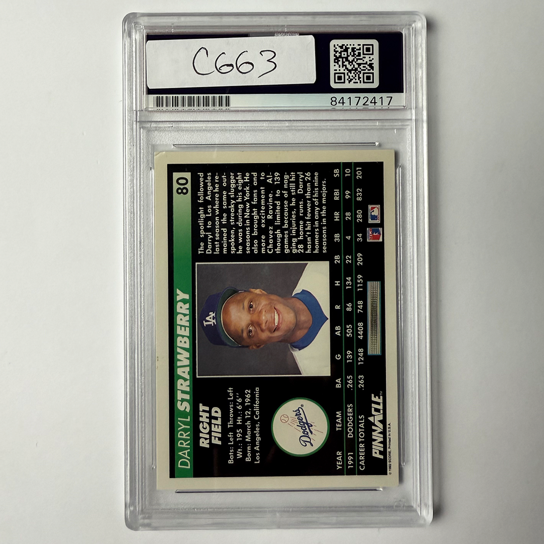 Darryl Strawberry Signed 1992 Pinnacle #80 PSA Auto Authentic