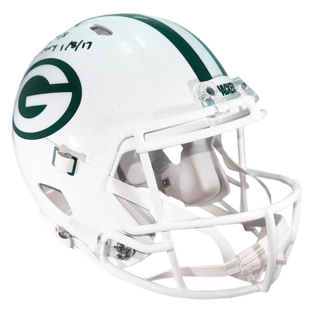 Randall Cobb Signed Hail Mary 1-8-17 Inscription Green Bay Packers Alt 2024 Authentic Speed Full-Size Football Helmet (JSA)