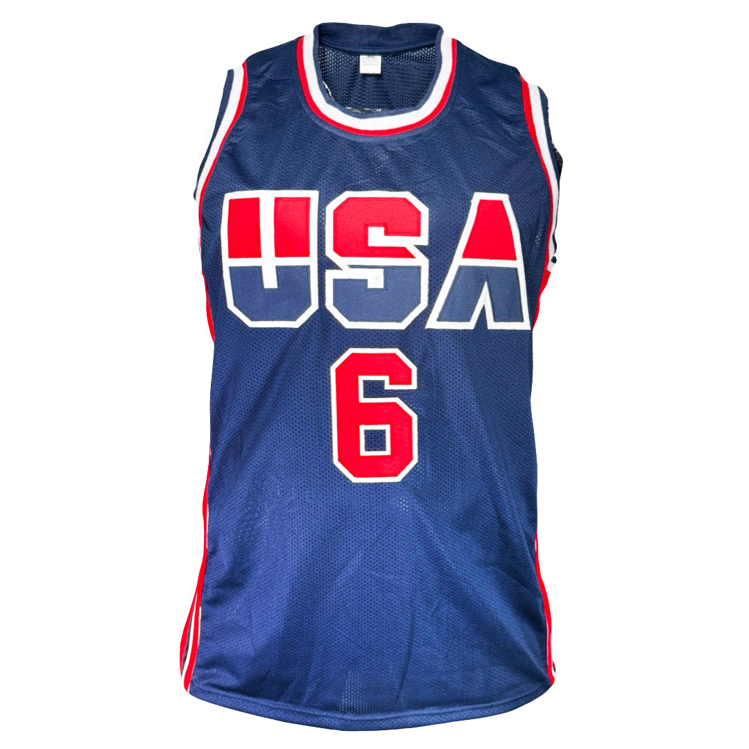 Derrick Coleman Signed Team USA Navy Basketball Jersey (Beckett)