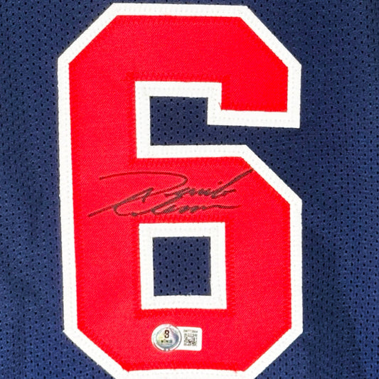 Derrick Coleman Signed Team USA Navy Basketball Jersey (Beckett)