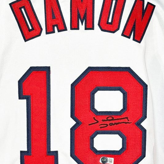 Johnny Damon Signed Black Ink Boston White Baseball Jersey (Beckett)
