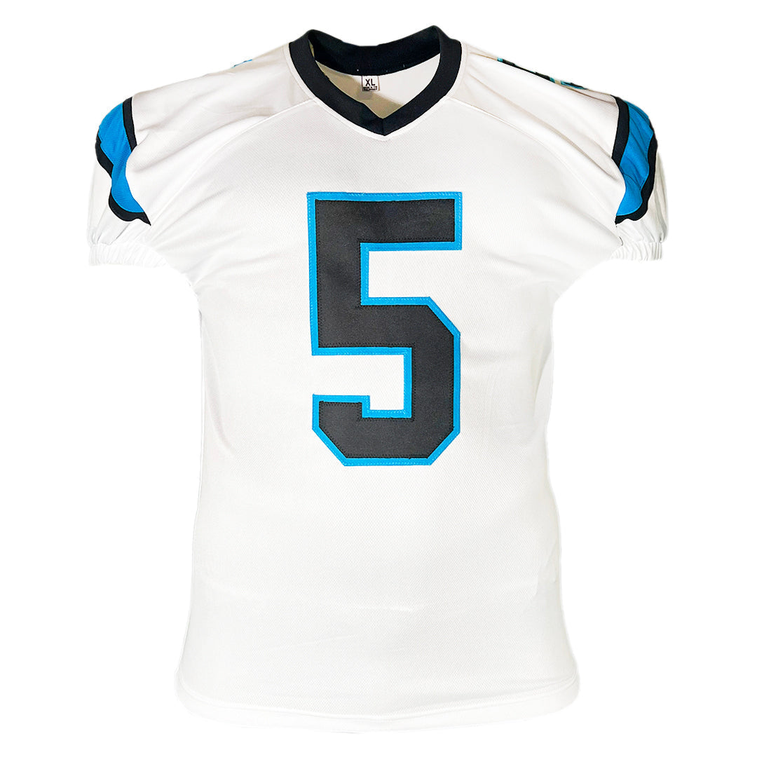 Rico Dowdle Signed Carolina White Game Style Football Jersey (JSA)