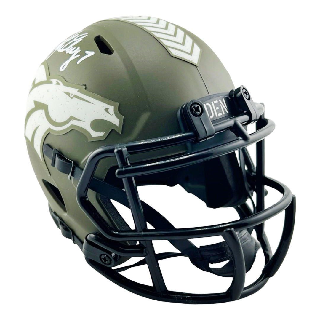 John Elway Signed Denver Broncos Salute to Service Mini Football Helmet (Beckett)