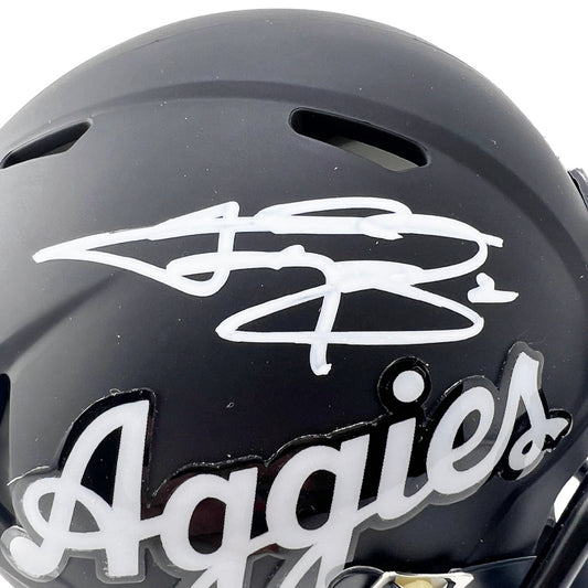 Johnny Manziel Signed Texas A&M Aggies Script Speed Mini Football Helmet (Beckett)