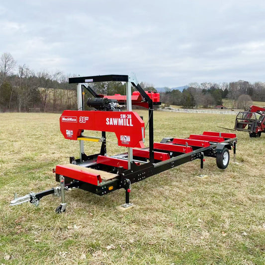 MechMaxx 36" MAX Portable Sawmill, 750cc 25HP ZONSEN V-Twin Engine, 36" Board Width, 20' Track Length ( 10 x Blades Included ) SM36MAX
