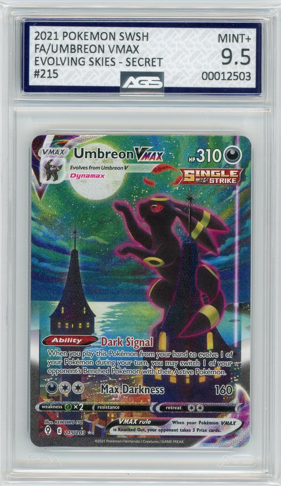 AGS (MINT+ 9.5) Umbreon VMAX #215 - Evolving Skies (#00012503)
