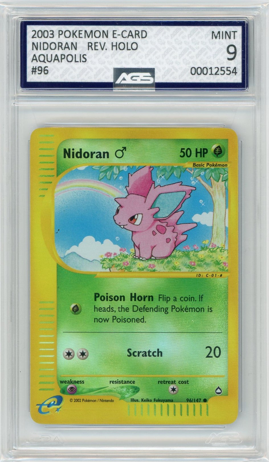 AGS (MINT 9) Nidoran (m) #96 - Aquapolis (#00012554)