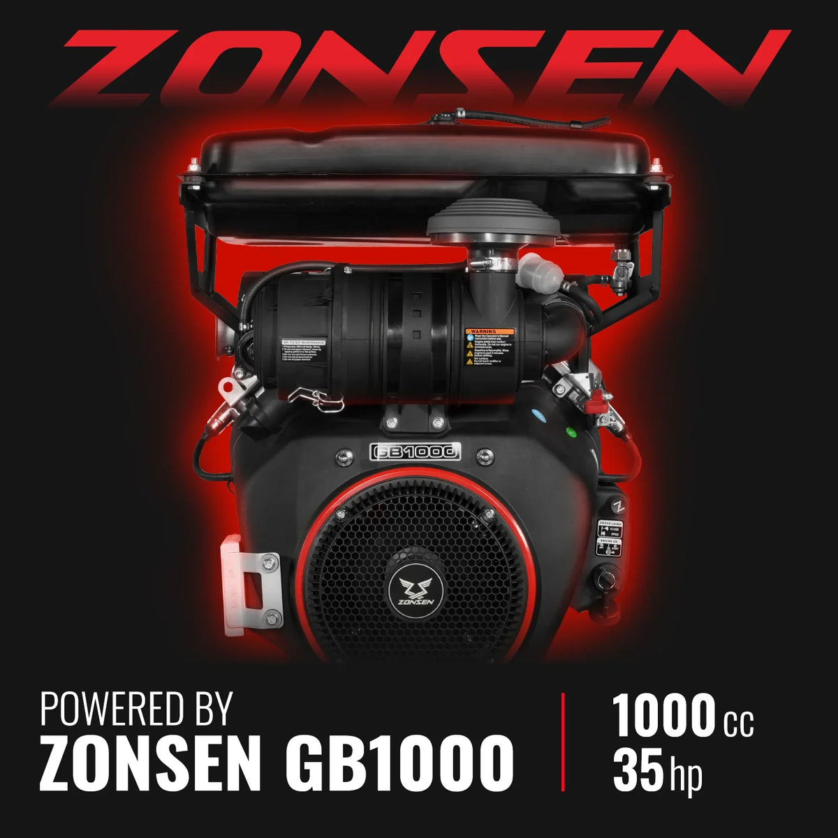 8 inch ZONSEN E-Start 1000cc 35hp Gas Powered 4 - Wheel Drum Wood Chipper with Taillight ,  B200