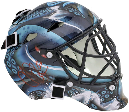 Chris Driedger Autographed Seattle Kraken Blue Mini Helmet Fanatics Holo Stock #200292