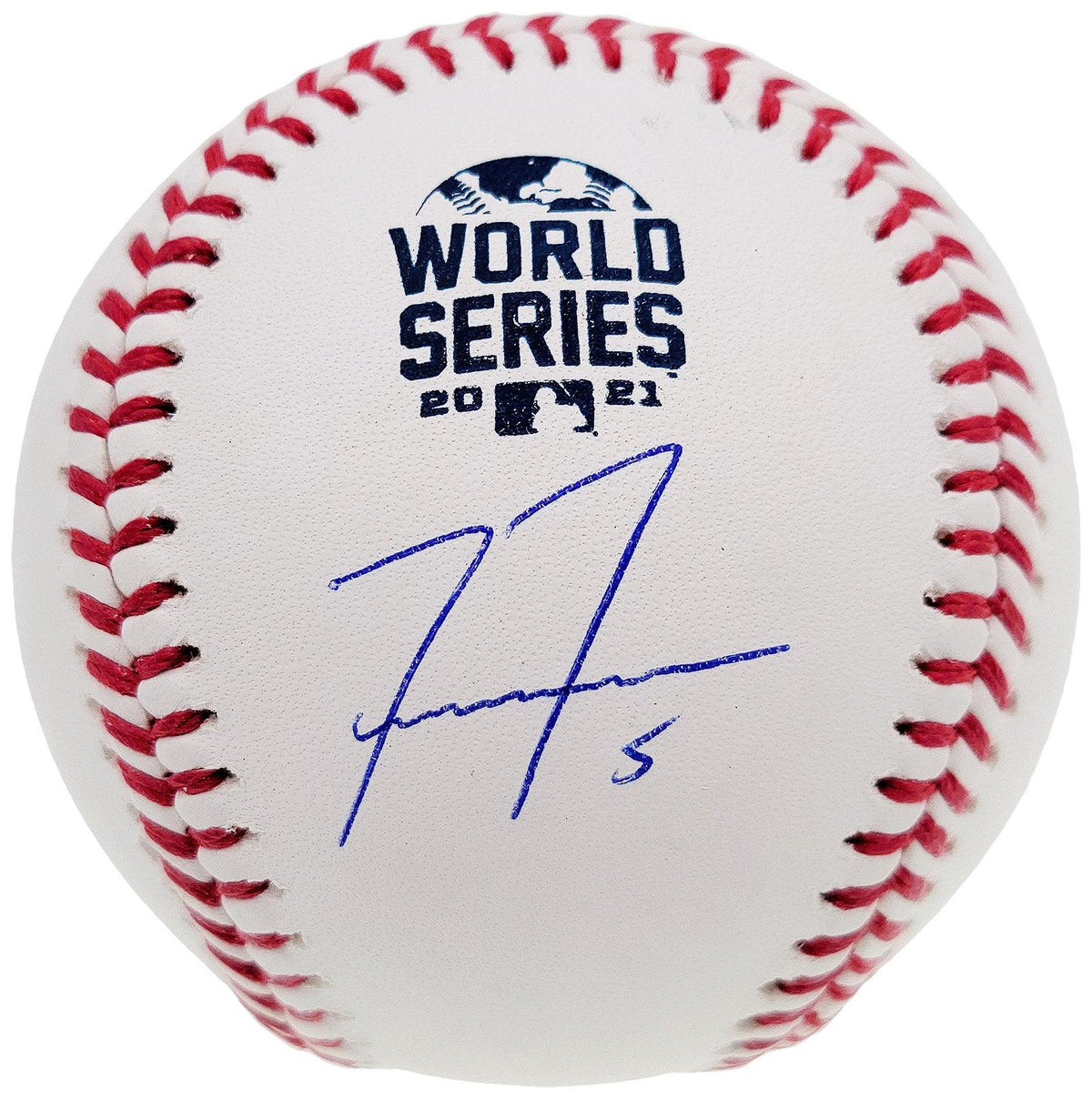 Freddie Freeman Autographed 2021 World Series Baseball Atlanta Braves Beckett BAS QR Stock #201176