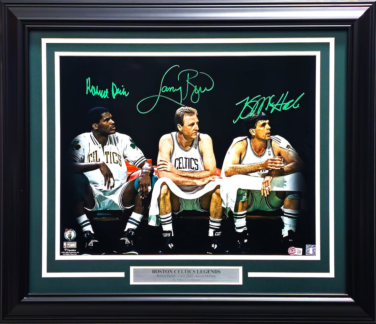Larry Bird, Kevin McHale & Robert Parrish Autographed Framed 16x20 Photo Boston Celtics Beckett BAS Witness
