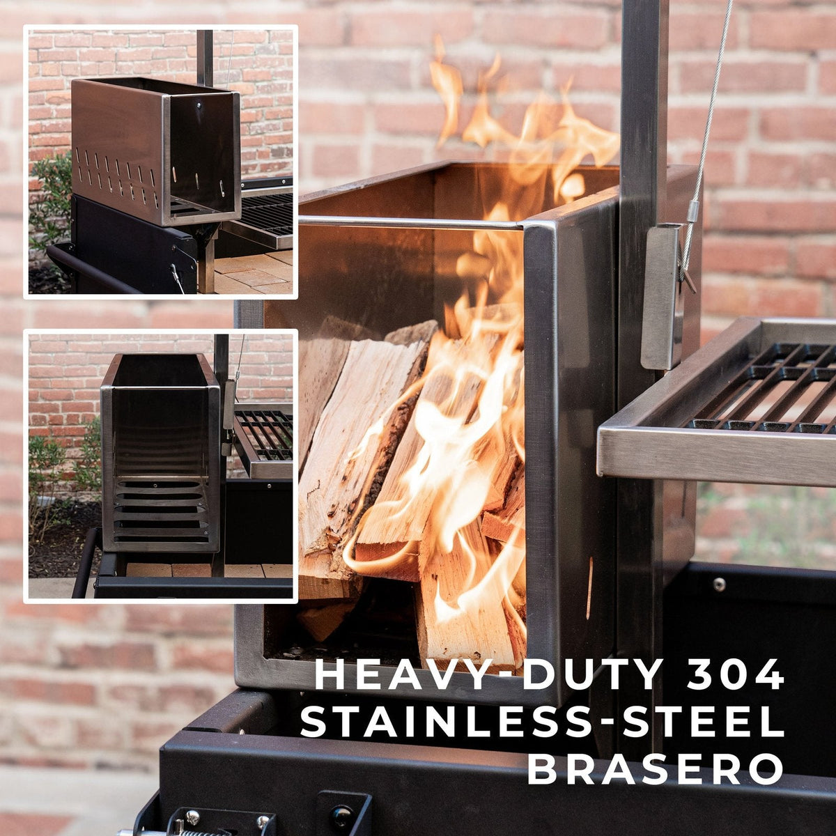 Premium Argentine/Santa Maria BBQ Grill with Wood Fire and Charcoal Grill