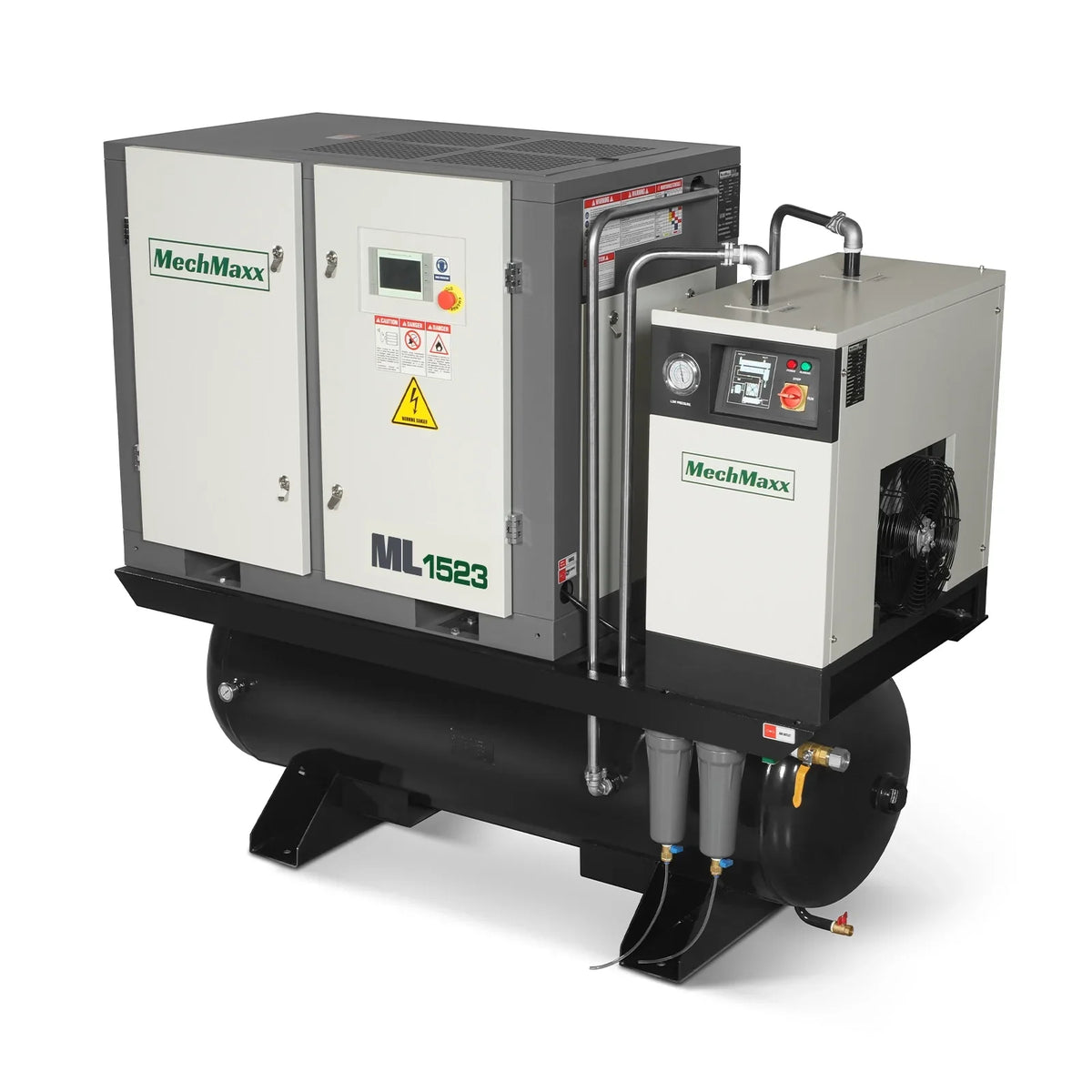 15HP Combined Rotary Screw Air Compressor with Dryer & 105-Gal ASME Tank | 45 CFM,  116 PSI,  230V 3-Phase - Industrial Grade