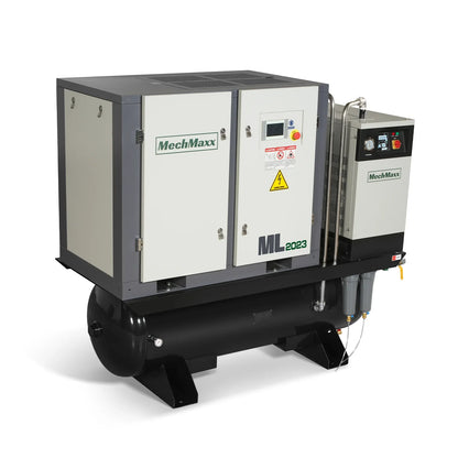 20HP Combined Rotary Screw Air Compressor with Dryer & 105-Gal ASME Tank | 78 CFM,  116 PSI,  230V 3-Phase - Industrial Grade