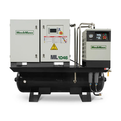 10HP Combined Rotary Screw Air Compressor with Dryer & 66-Gal ASME Tank | 32 CFM,  116 PSI,  460V 3-Phase - Industrial Grade