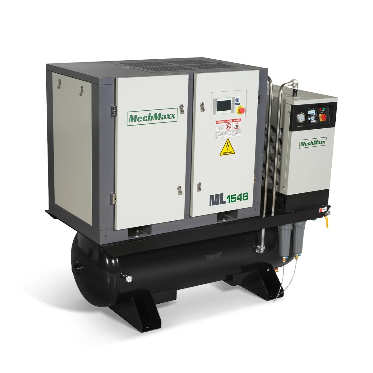 15HP Combined Rotary Screw Air Compressor with Dryer & 105-Gal ASME Tank | 45 CFM,  116 PSI,  460V 3-Phase - Industrial Grade