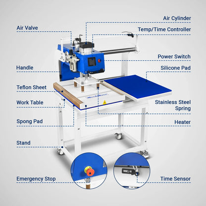 16x24 Inch Commercial Pneumatic Dual Platen Heat Press - Infrared Positioning Auto Lift Sublimation Transfer Machine with Full Touch LCD Screen  (110V 2.2HP)