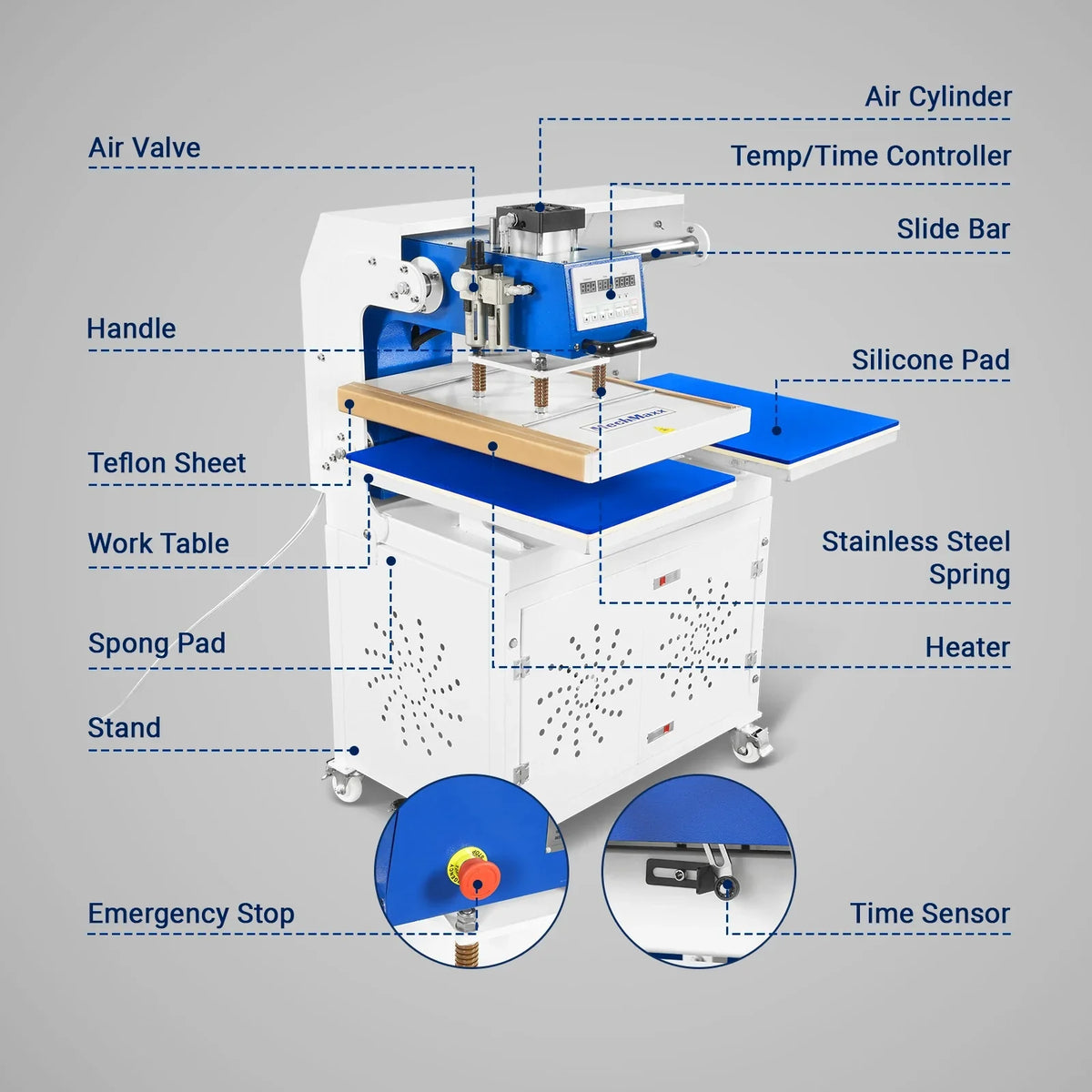 16x24 Inch Commercial Pneumatic Dual Platen Heat Press - Auto Lift Sublimation Transfer Machine with Storage Base Cabinet (110V 1650W)