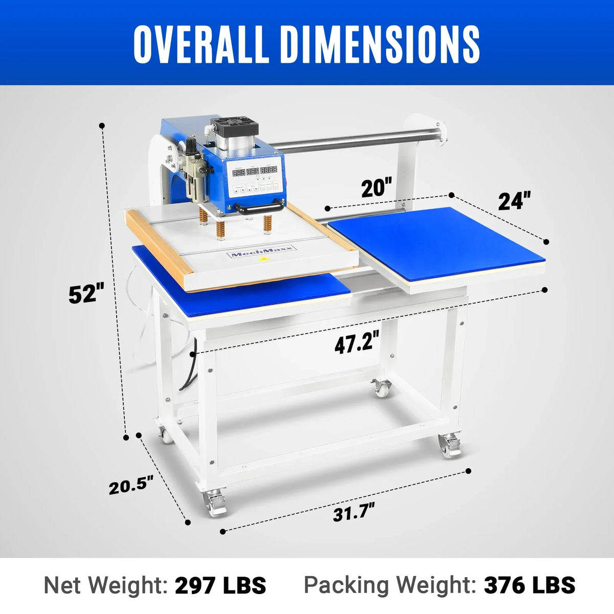 20x24 Inch (50x60cm) Commercial Pneumatic Dual Platen Heat Press Auto Lift Sublimation Transfer Machine with AIRTAC Pneumatic Components (110V 4HP)