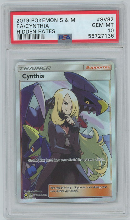 PSA (Gem MT 10) Fa/cynthia #Sv82 - Pokemon Sun & Moon Hidden Fates (#55727136)