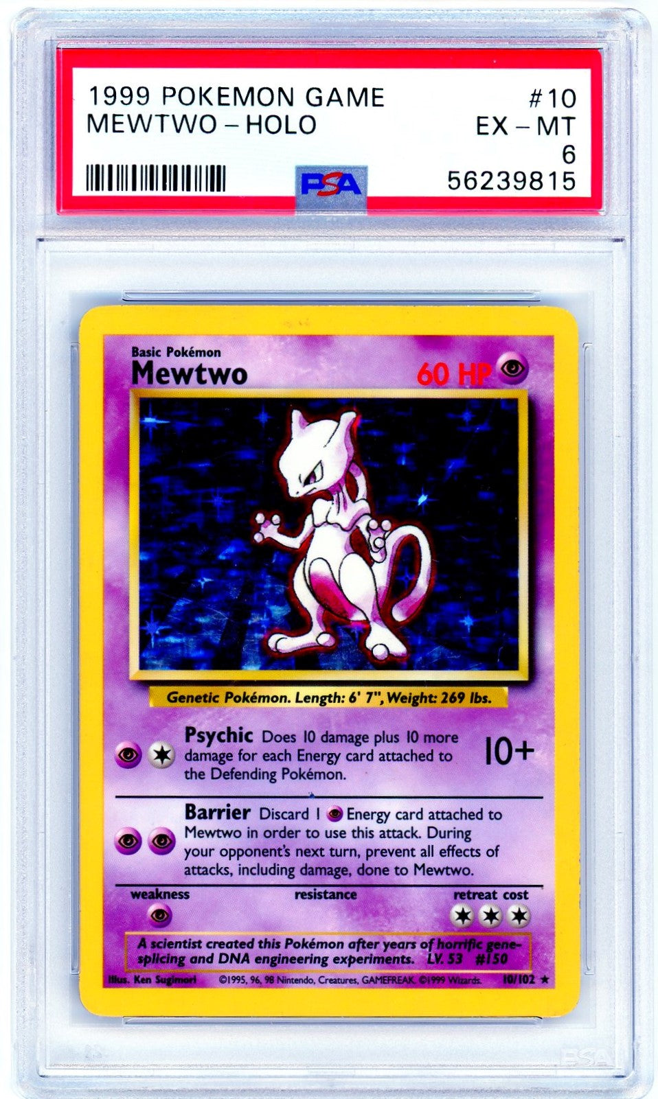 PSA (EX-MT 6) Mewtwo-Holo #10 - Pokemon Game (56239815)