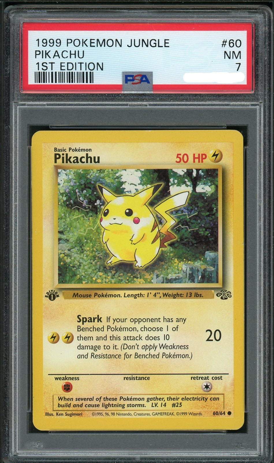 PSA (NM 7) Pikachu (1st Edition) #60 - Pokemon Jungle
