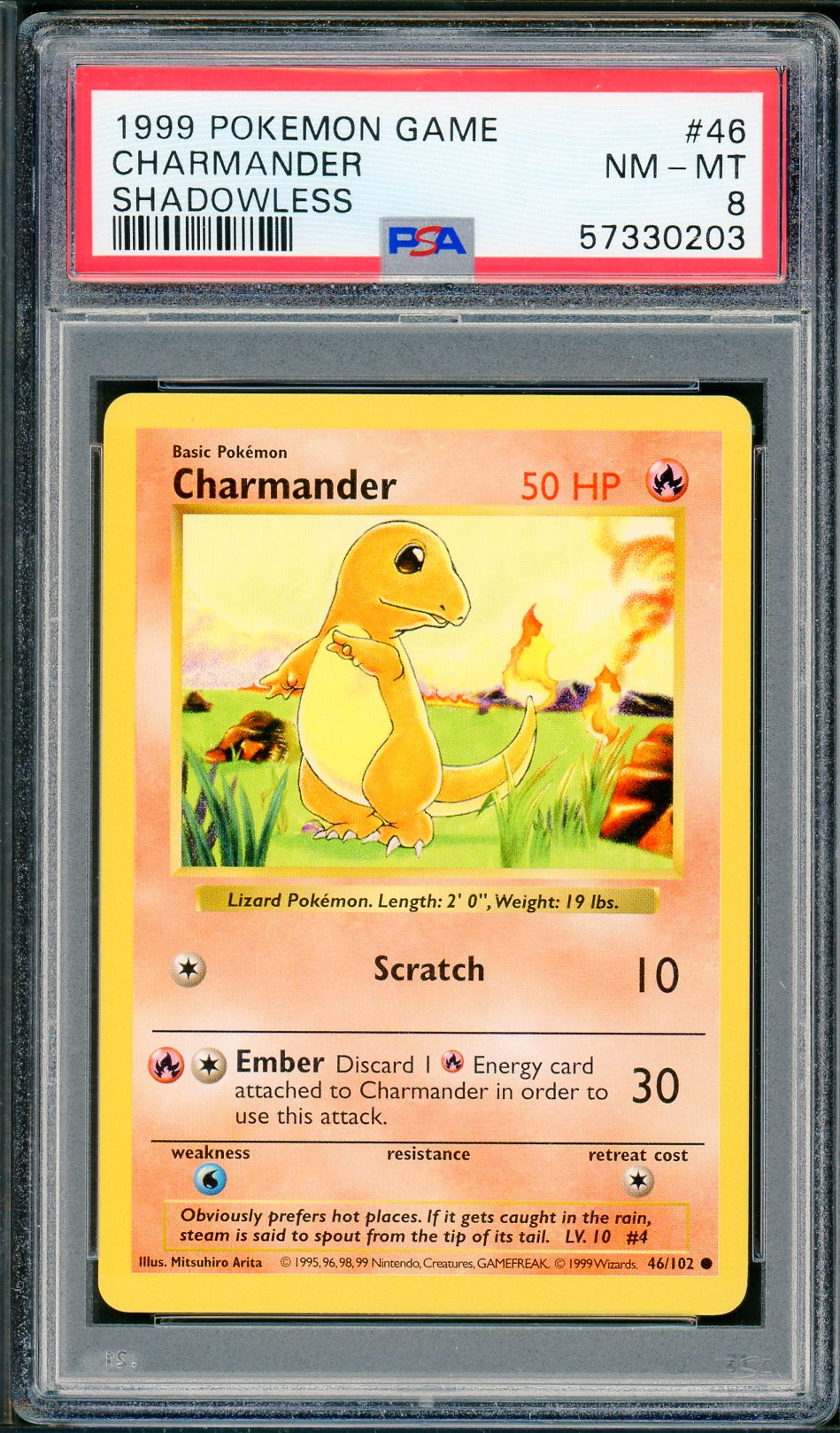 PSA (NM-MT 8) Charmander #46 - Pokemon Game (Shadowless Base Set) (#57330203)